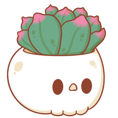 Succulent in skull cartoon, halloween decoration
