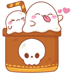 A cup of chocolate in halloween theme, Halloween decorations