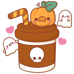 Halloween coffee with ghosts, halloween decoration