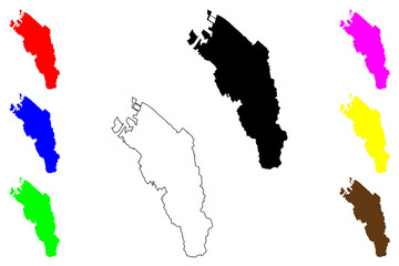 Kishiwada city (Japan, Nihon-koku or Nippon-koku, Kansai region) map vector illustration, scribble sketch Kishiwada-shi map