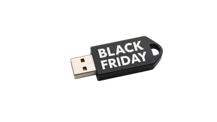 Black friday usb flash drive on isolated background  modern technology and seasonal sale concept