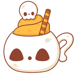 Illustration of Halloween drink, skull cup
