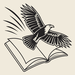 Minimal Open Book Turning into Bird Logo Vector
