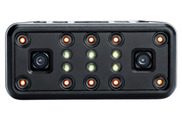 High-tech security scanner with dual cameras and infrared LED isolated with transparent background