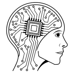 Futuristic Vector AI Logo with Circuit Mind
