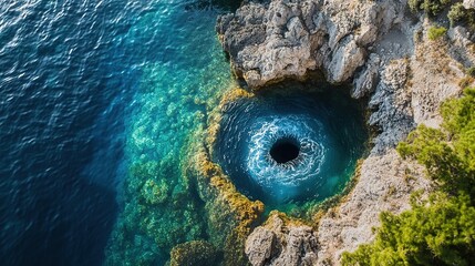 Coastal Sea Cave, Vivid Colors