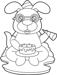 Fototapeta premium Dog Birthday Cake Animal Vector Graphic Art Illustration
