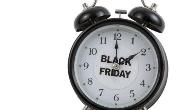 Countdown to sales: black friday alarm clock emphasizes timely shopping deals