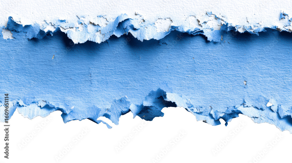 Wall mural blue paper layer with torn edges on a transparent background