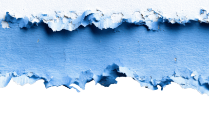 Blue paper layer with torn edges on a transparent background