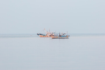 Obraz premium A view of the sunrise of the sea in Jangheung-gun, South Jeolla Province, South Korea