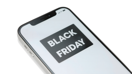 Smartphone displaying black friday sale announcement  online shopping concept