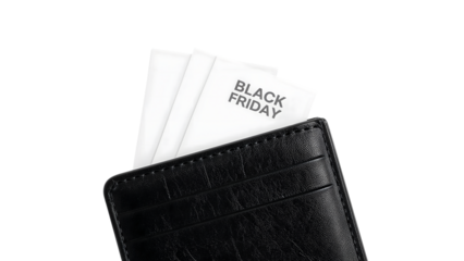 Black friday wallet tickets  minimalistic concept for shopping deals and discounts