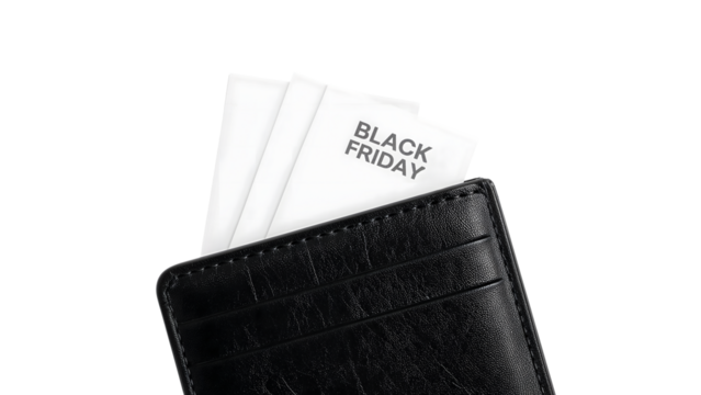 Black friday wallet tickets  minimalistic concept for shopping deals and discounts