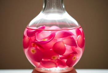 Rose Petal Infusion Aromatic Liquid in a Decorative Glass Bottle