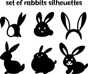 Fototapeta premium Set of rabbit silhouettes isolated on white background