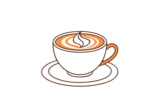 Coffee Cup with Latte Art in Vector Illustration Style