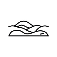 Outline graphic rolling hills landscape with a solid ground line nature
