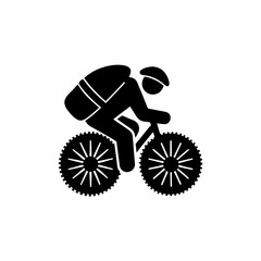 creative details Outline Backpack on Cyclist Icon vector illustration


