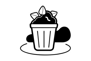 Overflowing Trash Can Line Drawing for Environmental Concept