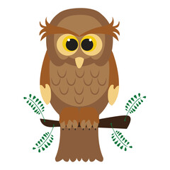 brown artistic owl sitting on a twig