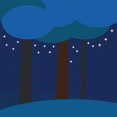 artistic nighttime forest with starry sky wallpaper