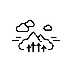 Outline mountains with clouds upward arrows peak weather