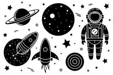 Galaxy and Planet Vector Background for Space Page Illustration