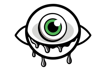 Obraz premium Spooky Eyeball Vector Illustration for Halloween Party Graphics
