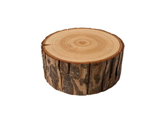 Isolated tree slice featuring natural wood grain and texture on transparent nothingness