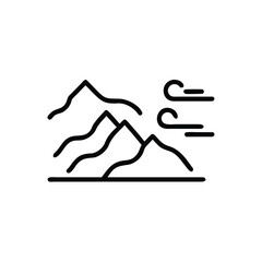 Obraz premium Outline windy mountain ridgeline with abstract wind symbols weather nature