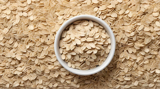 Rolled oats isolated on white background.