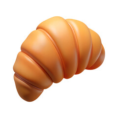 Croissant Transparent PNG in Realistic 3D Plastic Art Style