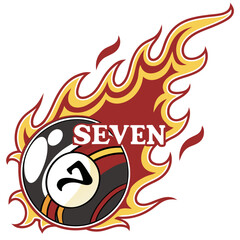 Hot Billiard Ball Number Eight fire logo silhouette. pool ball club Vector illustration.