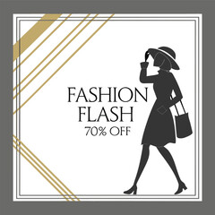 Elegant monochrome paper design with subtle fashion discount elements suitable for high end branding and promotional materials