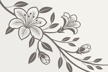 Embossed floral details on white paper form a graceful and textured background, ideal for elegant wallpaper or stationery, modern flat illustration style