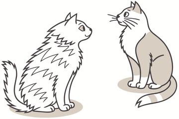 Cat grooming comparison shows fluffy untrimmed fur versus neat trimmed coat with both cats sitting identically, modern flat illustration style