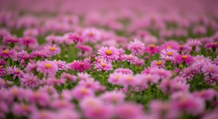 Obraz premium Vast Field of Delicate Pink Chrysanthemums in Bloom