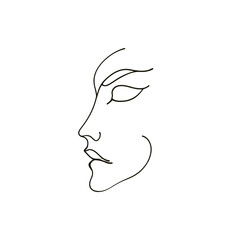 Minimalistic line drawing of a woman's profile, showcasing elegance and simplicity in art