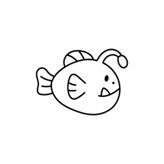 Fototapeta premium Anglerfish sea animal black and white clipart