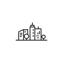 Fototapeta premium Minimalist Cityscape Illustration Modern Buildings and Trees in Black and White Style