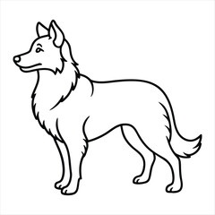 Stylized line drawing of a German shepherd dog