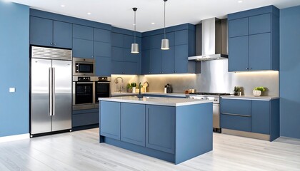 Modern blue kitchen with island (4)