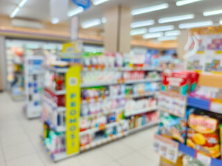 Soft Focus Shopping Aisle in a Supermarket Pharmacy