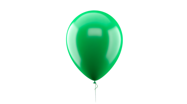 Green balloon on a transparent background for festive occasions - Powered by Adobe