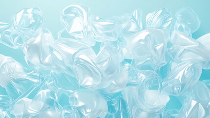 Abstract clear bubble wrap texture. Transparent plastic film material. Glossy crumpled air cushion pattern for background.
