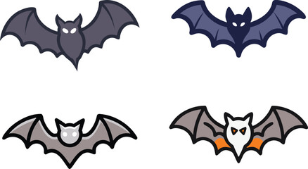 Fototapeta premium Halloween Bat Silhouette Vector, Flying Bats at Night, Gothic Spooky Black Illustration.