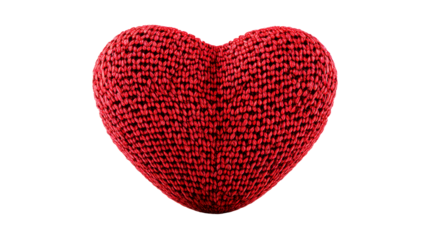 Handcrafted red knitted heart with a cozy texture and charm