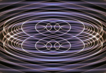 Vintage geometric abstract background with intertwined ovals, blue atomic style