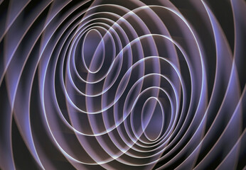 Vintage geometric abstract background with yin-yang ovals, blue atomic style